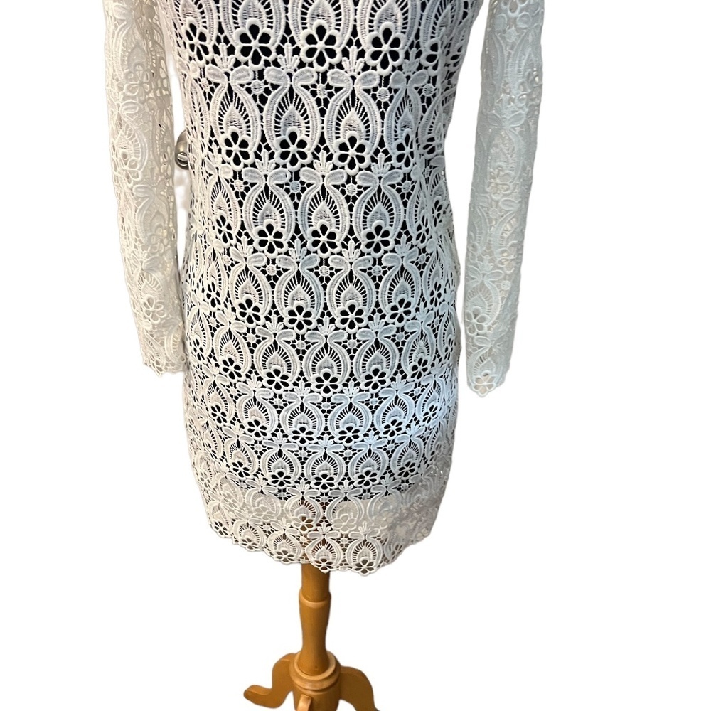 Club Monaco Women's‎ Long Sleeve White Fitted Sheath Dress, Size 0 - Picture 9 of 10